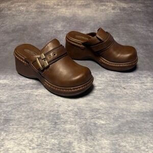 Lower East Side Womens Brown Buckle Platform Clog Mules Chunky Size 6.5